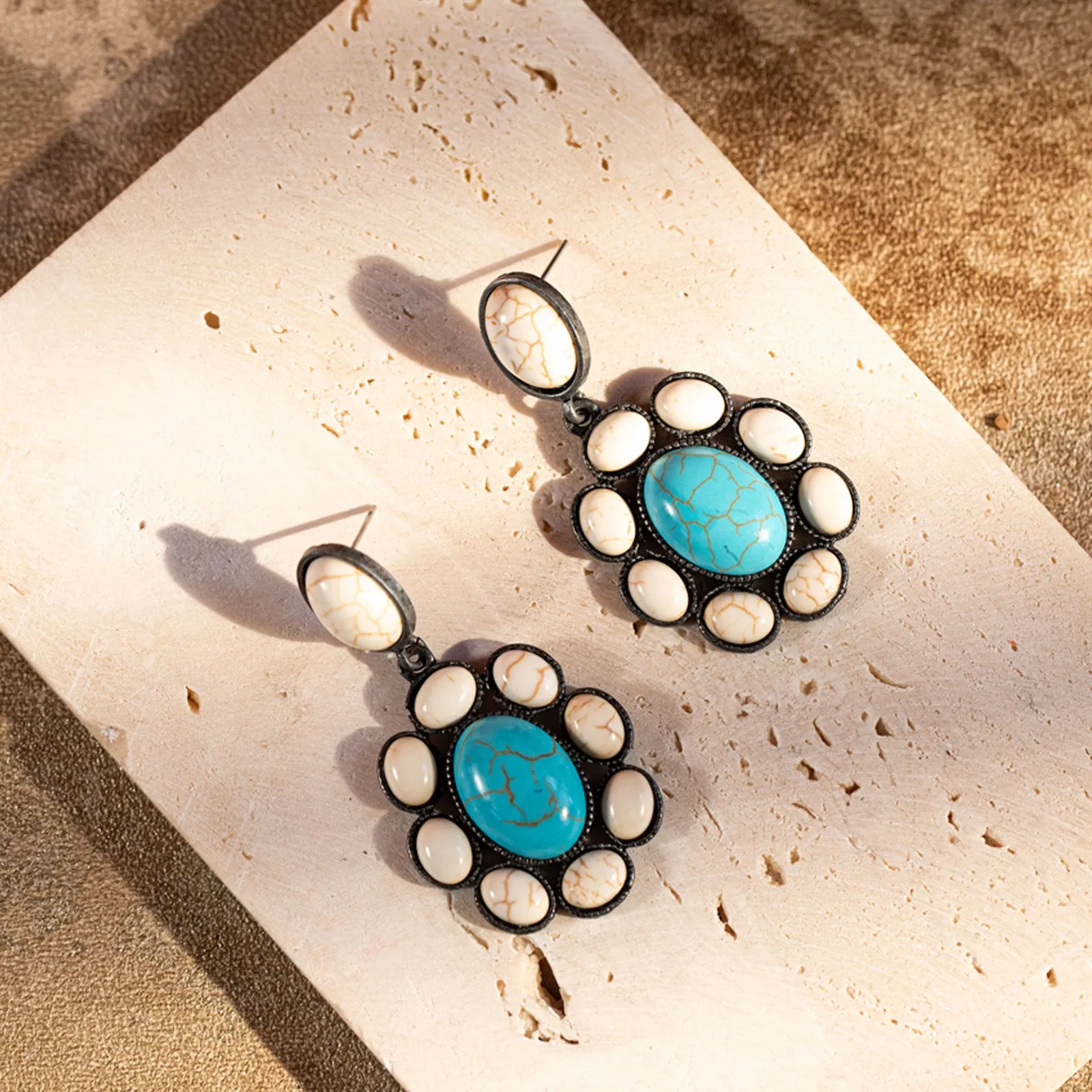 ER-1001 Rustic Couture's  Bohemian Oval Concho Earring - By Pairs