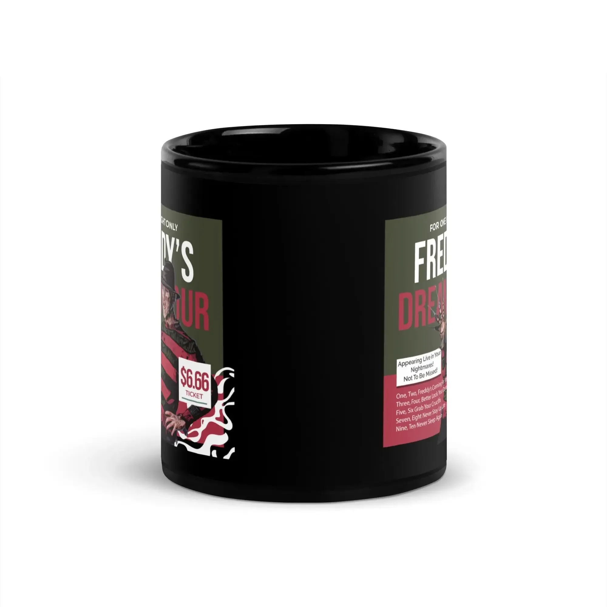 Freddy's Dream Tour Black Glossy Mug