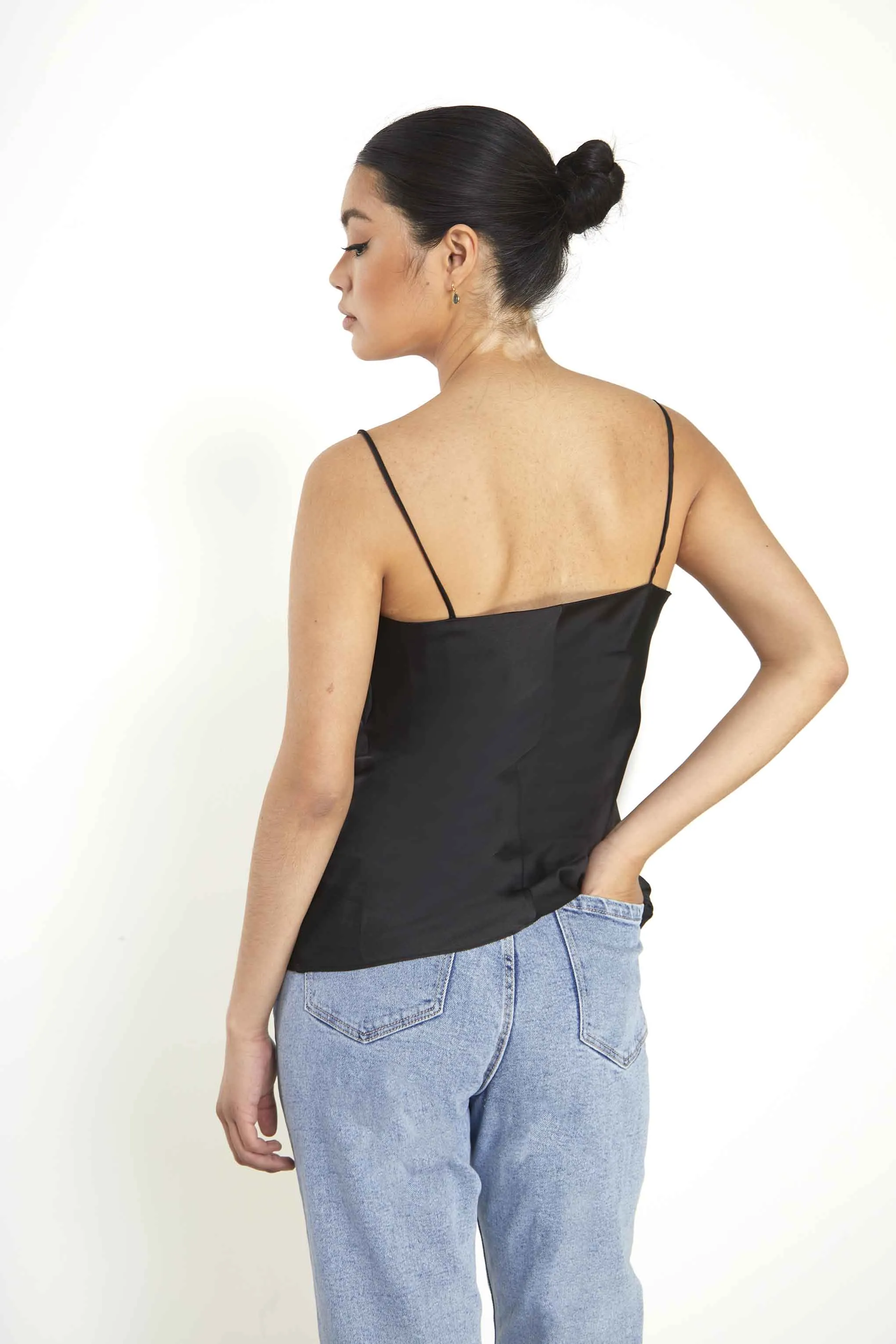 Glamorous Black Cowl Neck Cami Top