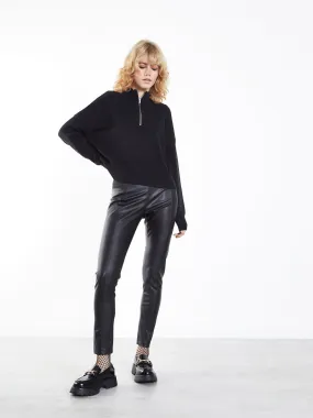 Glamorous Black Quarter Zip Knit Ribbed Long Sleeve Jumper