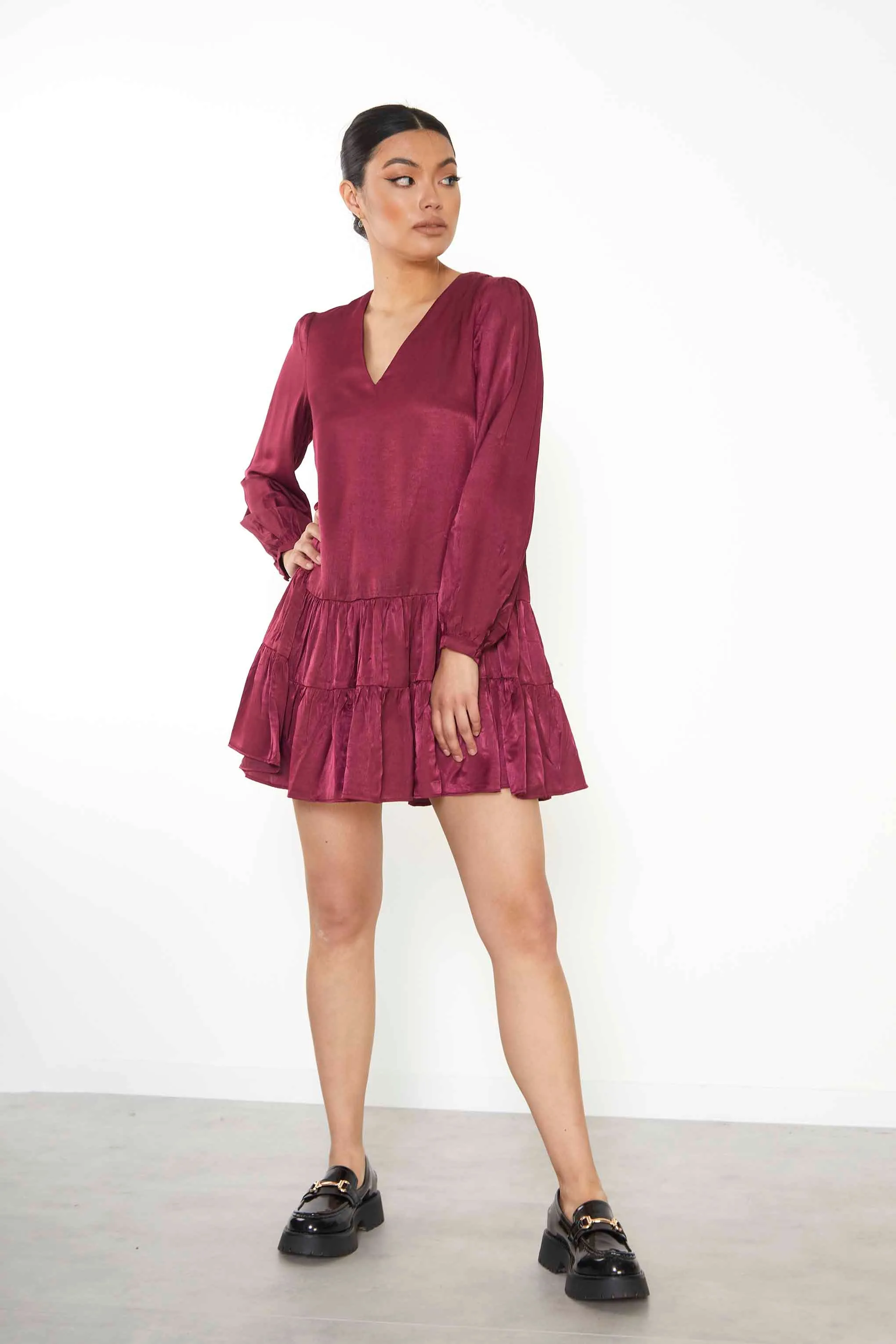 Glamorous Burgundy Shift Mini Dress