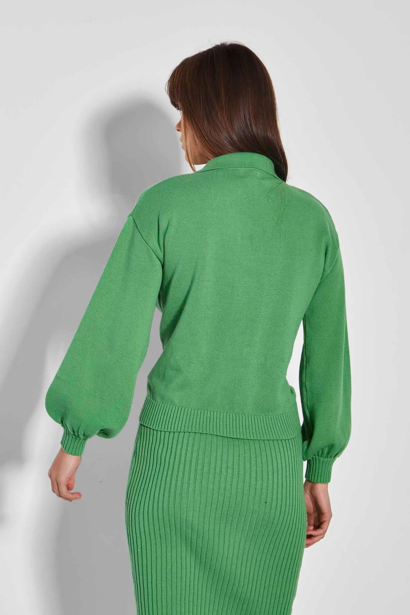 Glamorous Care Apple Green Knitted Jumper with Collar