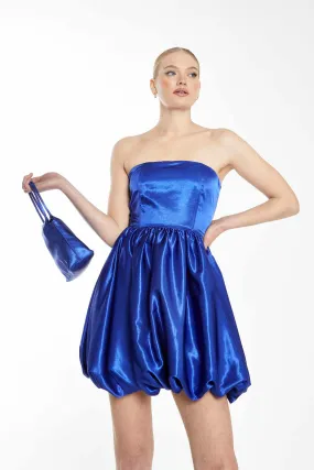 Glamorous Collection Bright Blue Strapless Puff Skirt Mini Dress