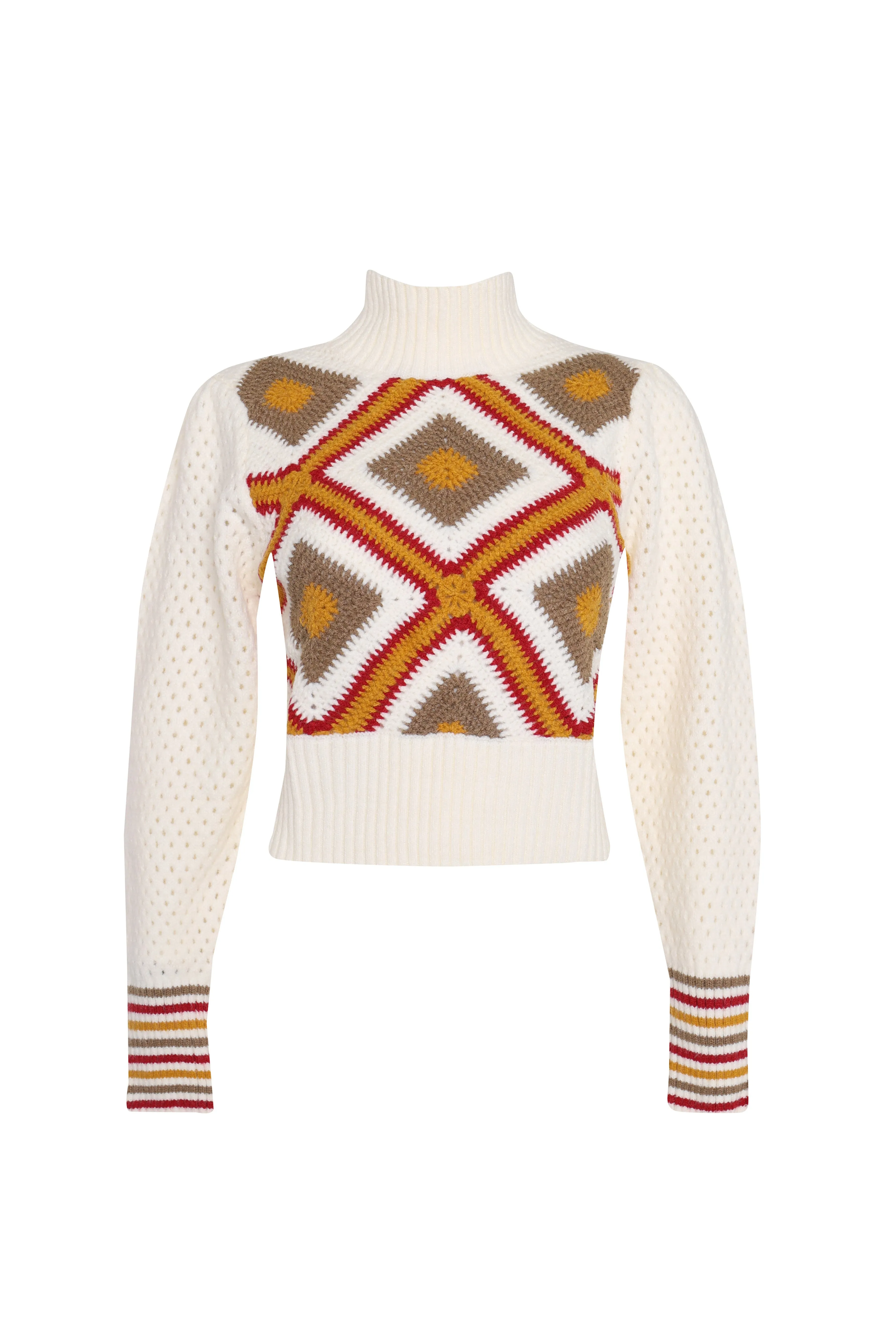 Glamorous Cream Multi Knit Long Sleeve Jumper