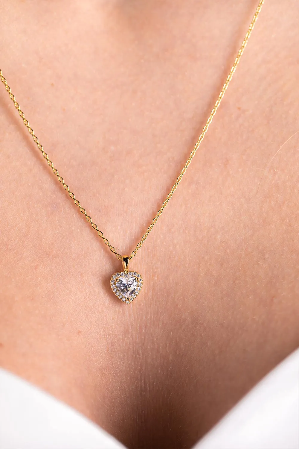 Glamorous Heart Necklace 14K Gold Plated