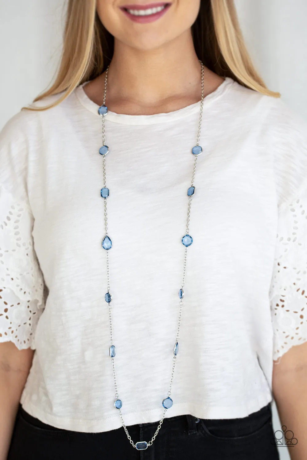 Glassy Glamorous - Blue Necklace