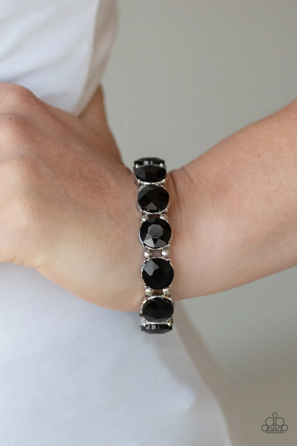 Glitzy Glamorous Black-Bracelet