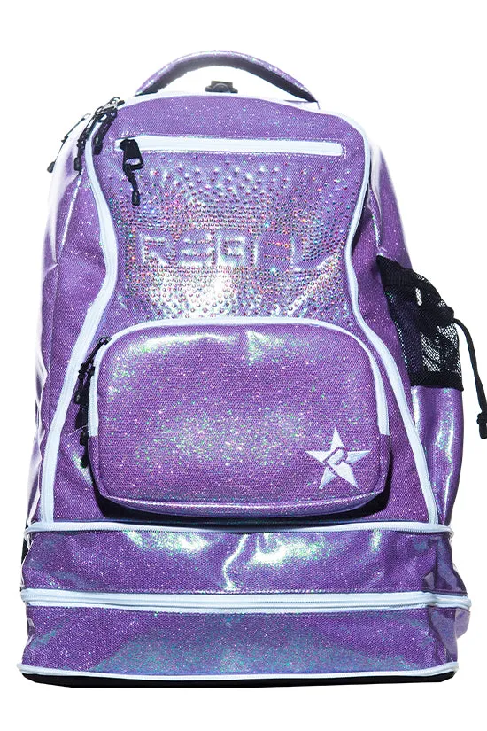 Glossy in Purple Reign Rebel Dream Bag with White Zipper