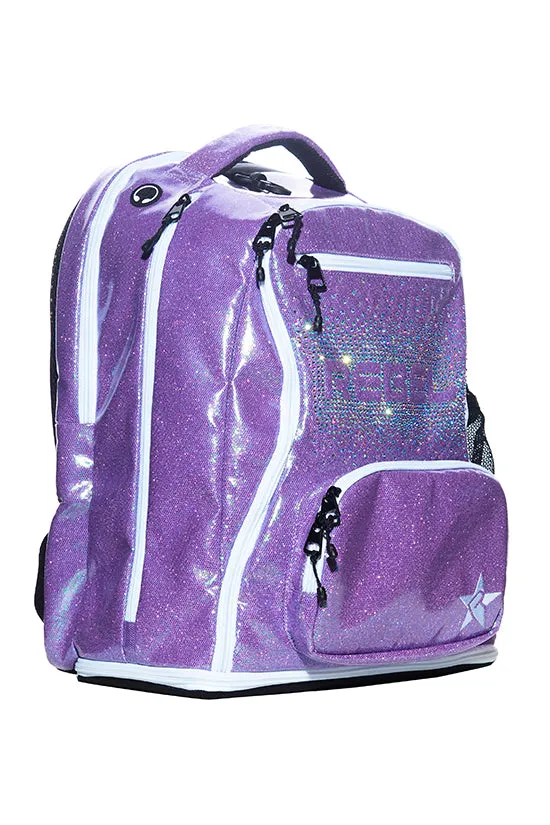 Glossy in Purple Reign Rebel Dream Bag with White Zipper