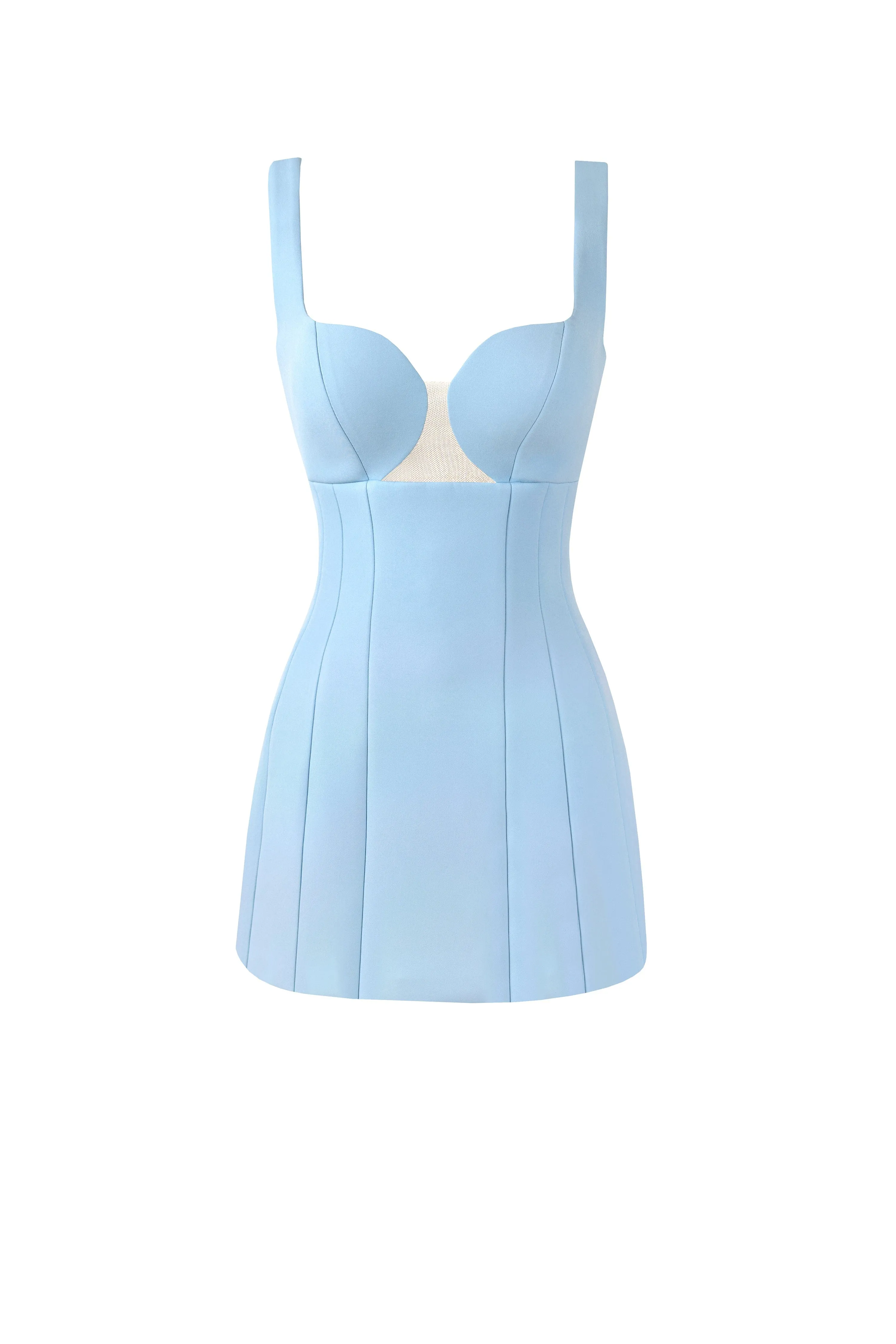 Glossy ultra mini dress in light blue with cutouts