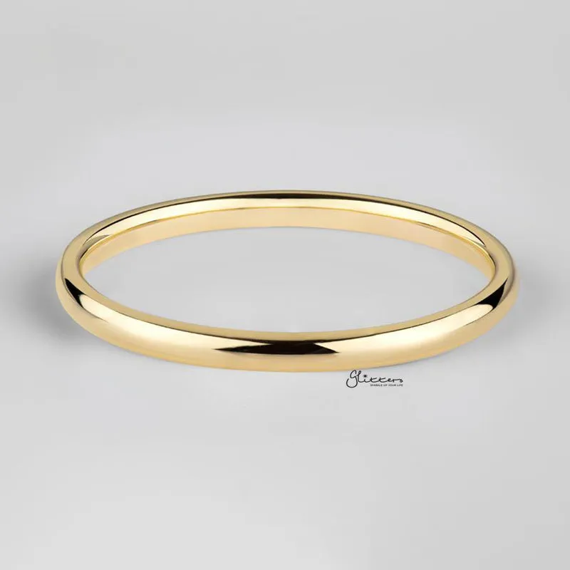 Gold Plated 2mm Wide Glossy Mirror Polished Stainless Steel Plain Band Ring