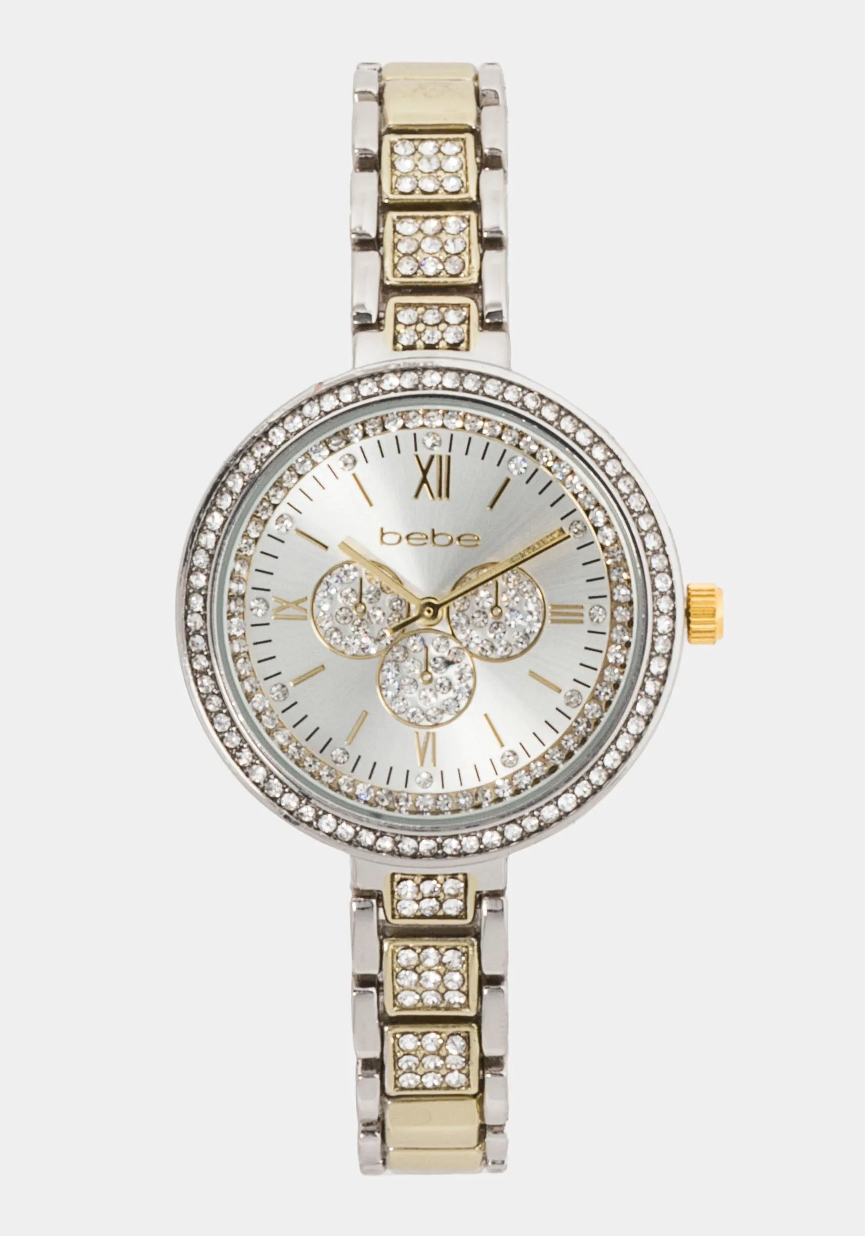 Gold Two Tone Pave Roman Numeral Watch