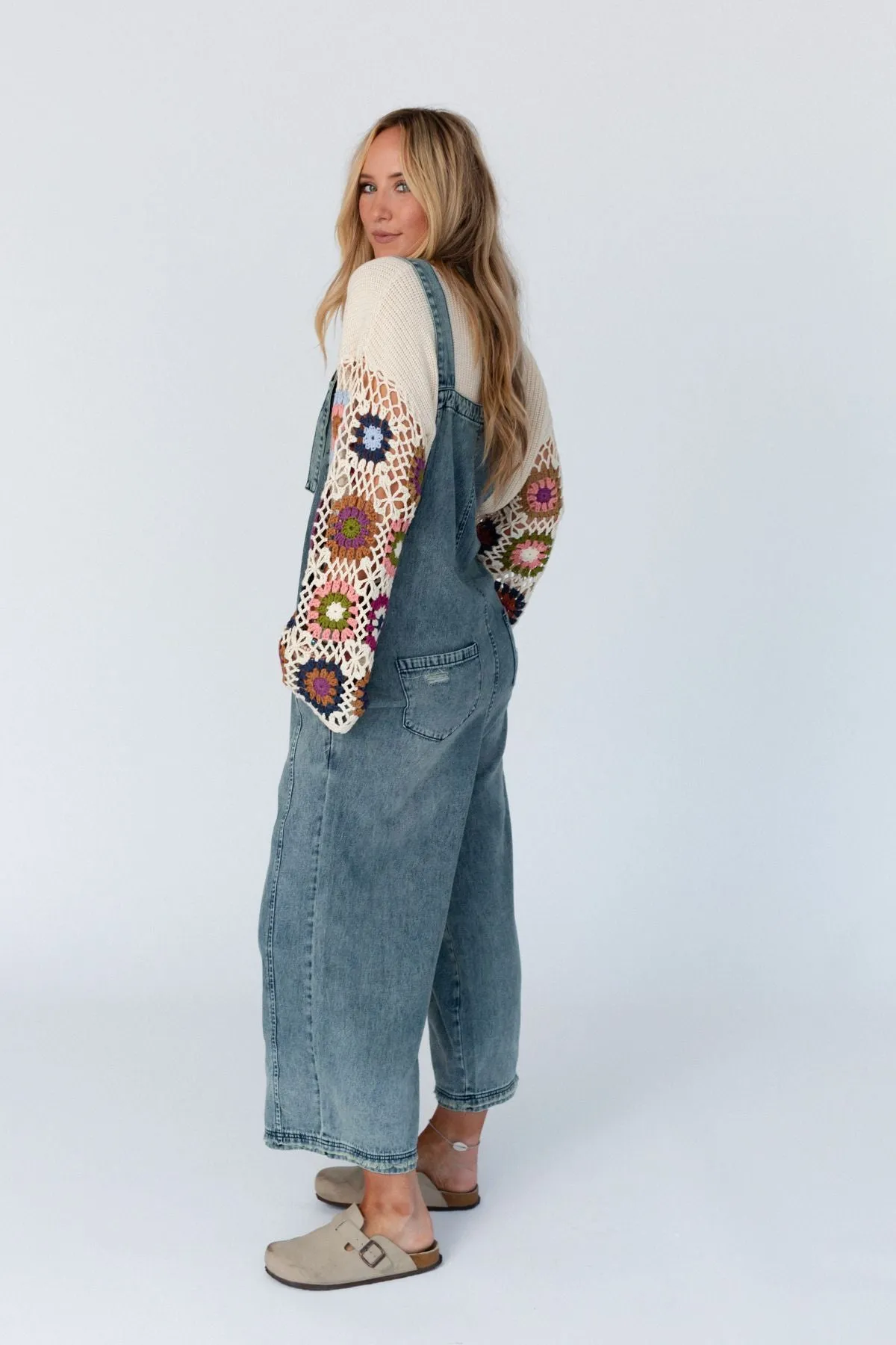 High Hopes Slouchy Pocket Denim Overalls - Blue Pockets