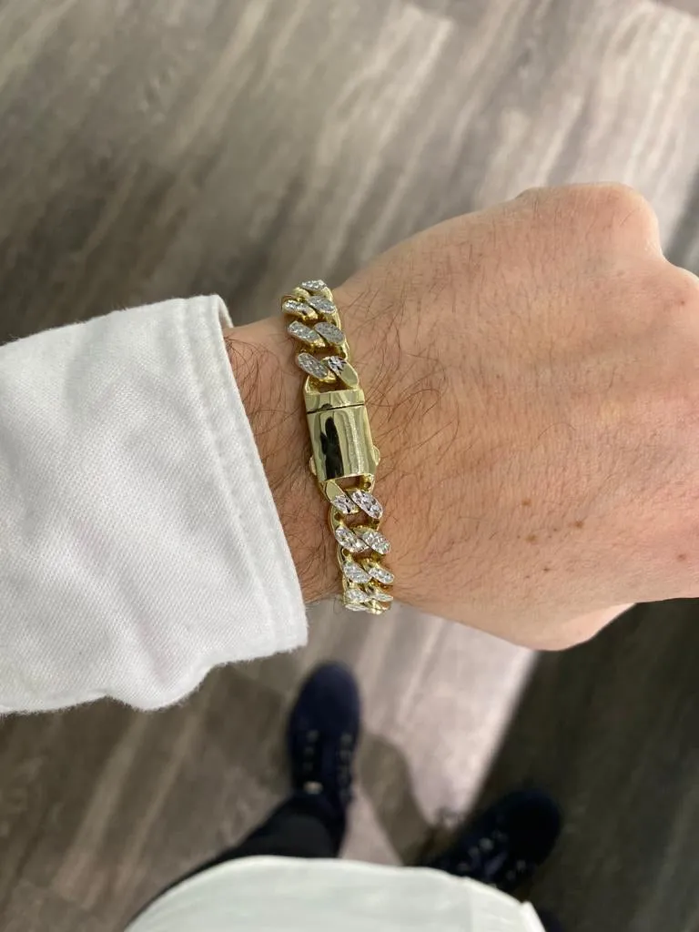 Hollow Two-Tone Miami Cuban Bracelet