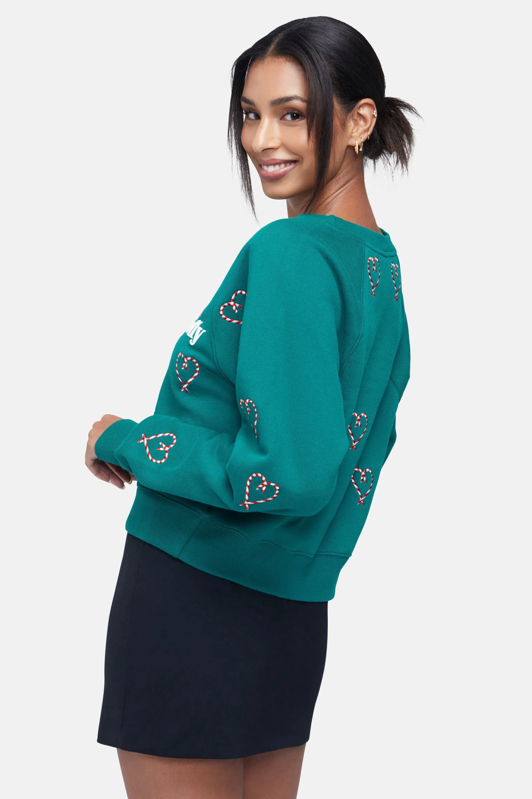 Holly Jolly Slouchy Raglan Pullover | Evergreen