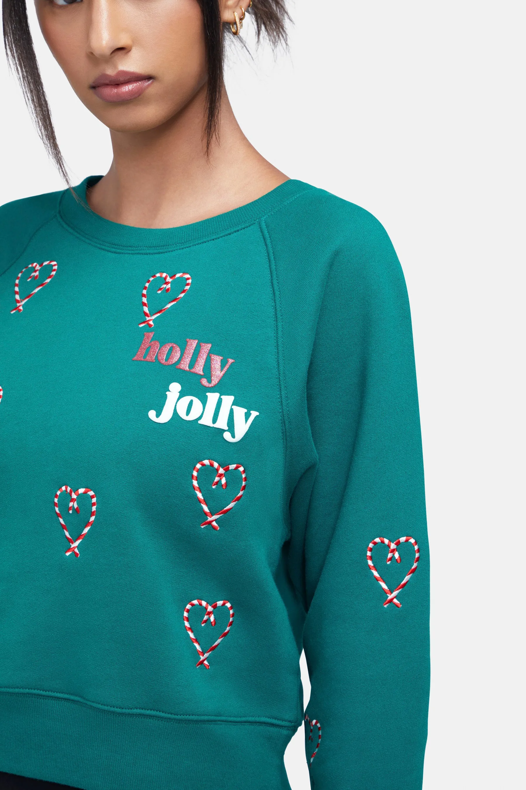 Holly Jolly Slouchy Raglan Pullover | Evergreen