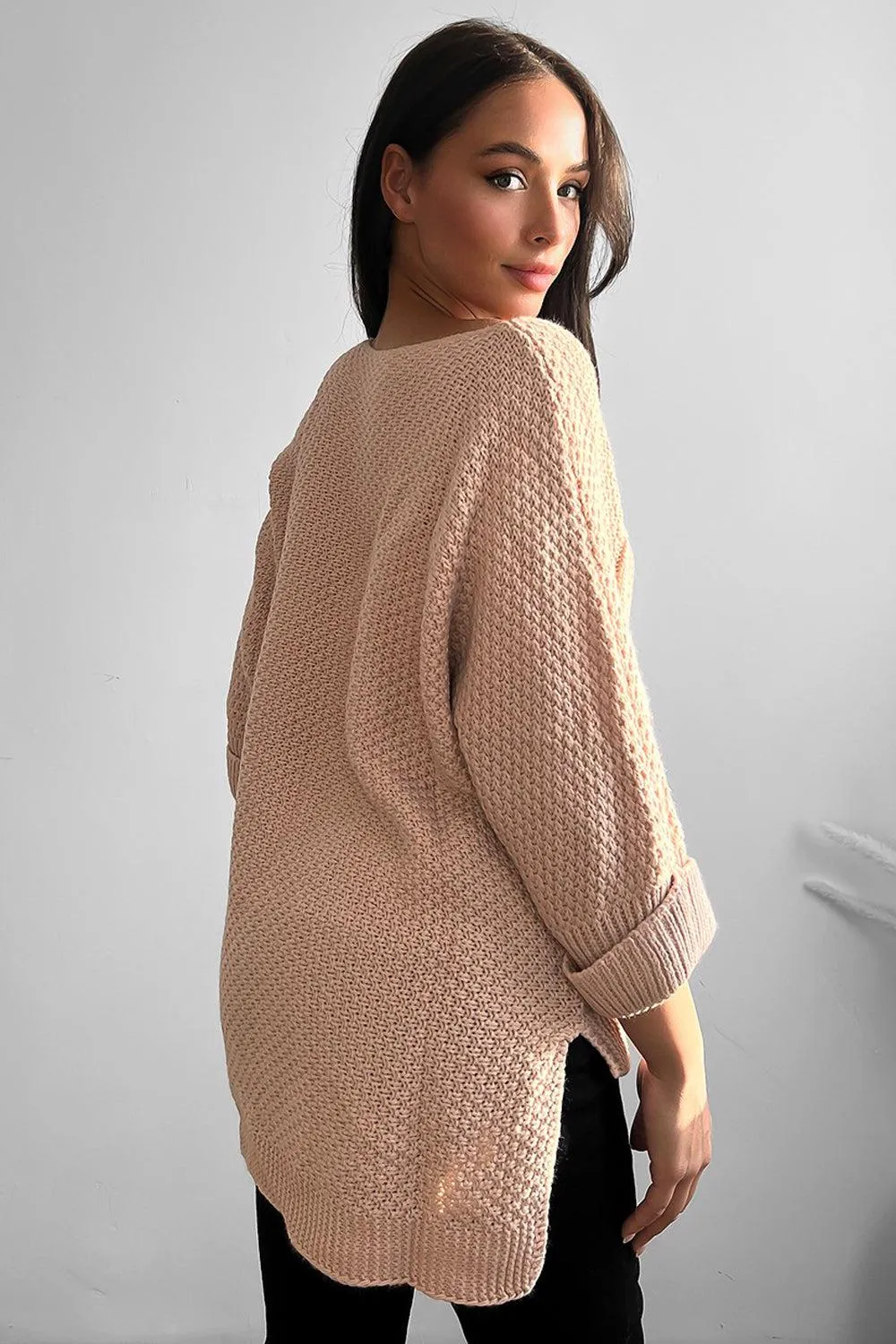 Horizontal Braid Slouchy Fit Pullover