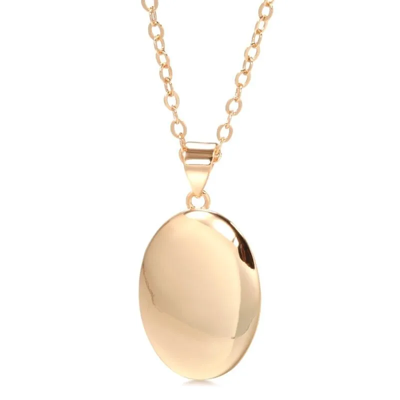 Hot Fashion Glossy Dangle Oval Necklace - 585 Rose Gold