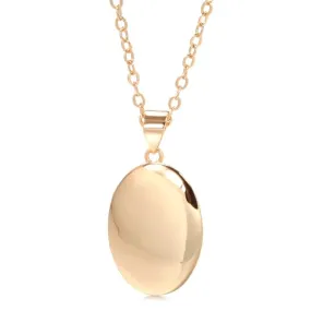 Hot Fashion Glossy Dangle Oval Necklace - 585 Rose Gold