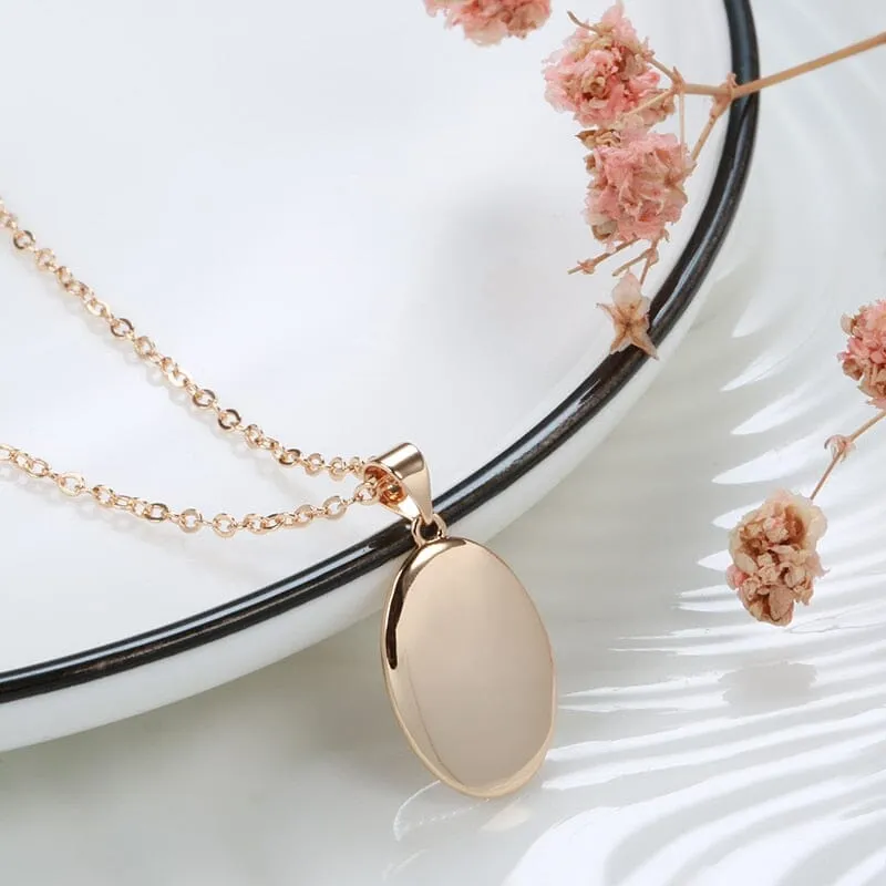 Hot Fashion Glossy Dangle Oval Necklace - 585 Rose Gold