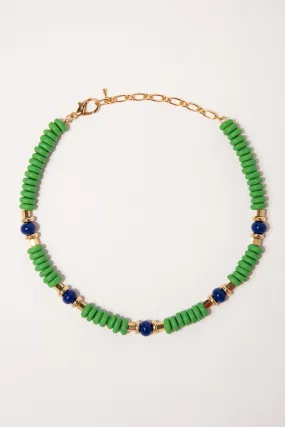 Jenna Bohemian Disc Beaded Island Necklace - Green