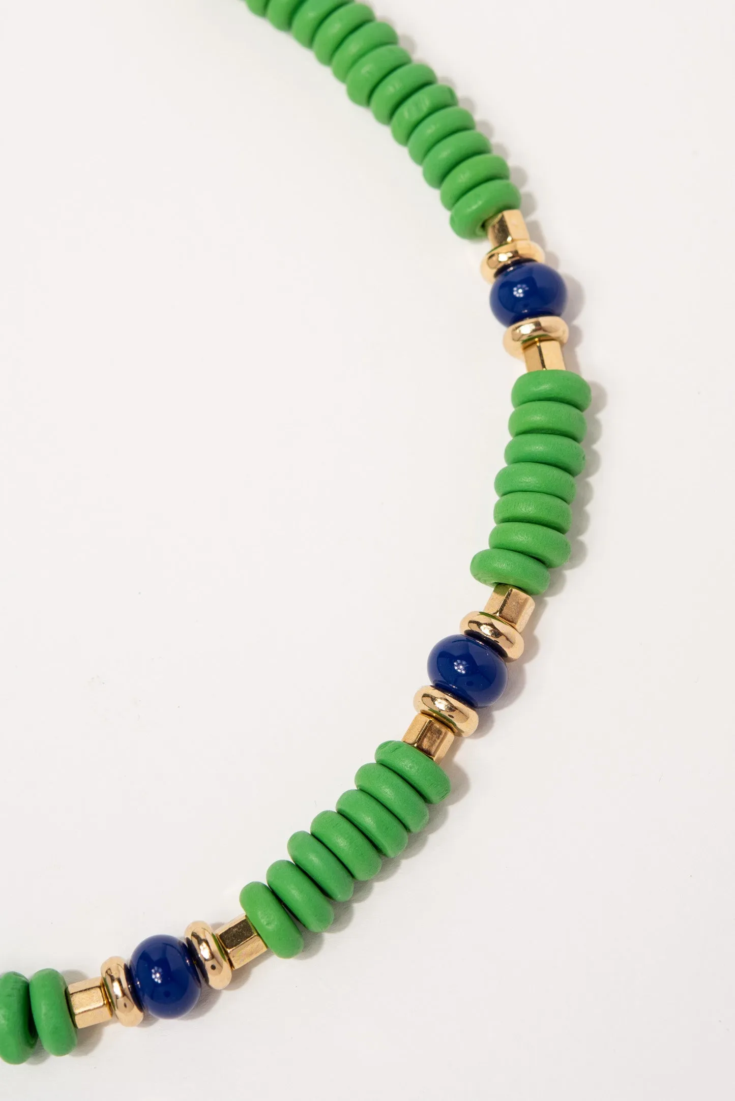 Jenna Bohemian Disc Beaded Island Necklace - Green