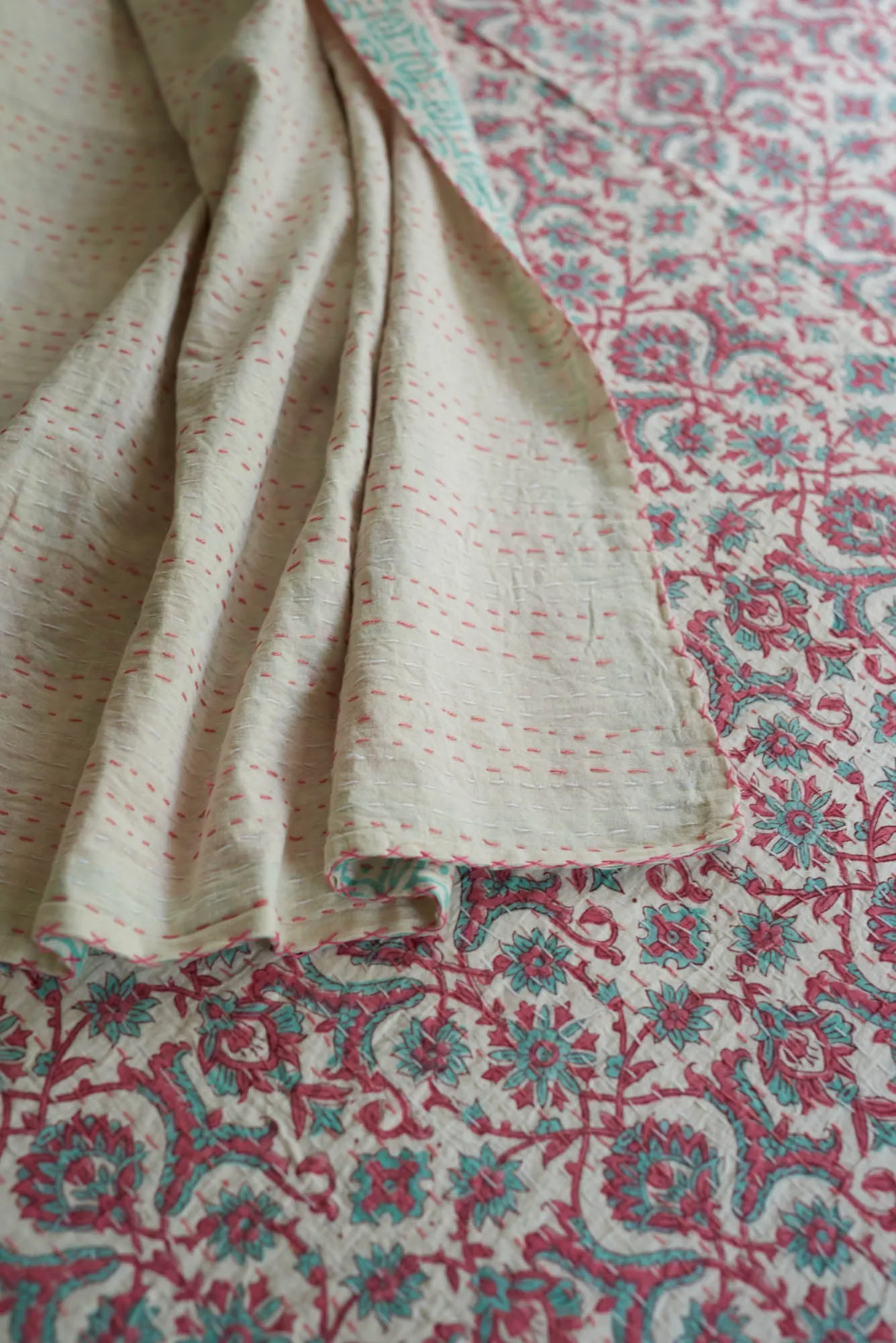 Kantha Quilt Bohemian Floral