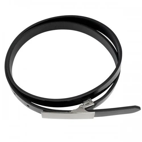 KIMBERLY - Womens Black Glossy Patent Leather Reversible Thin Belt