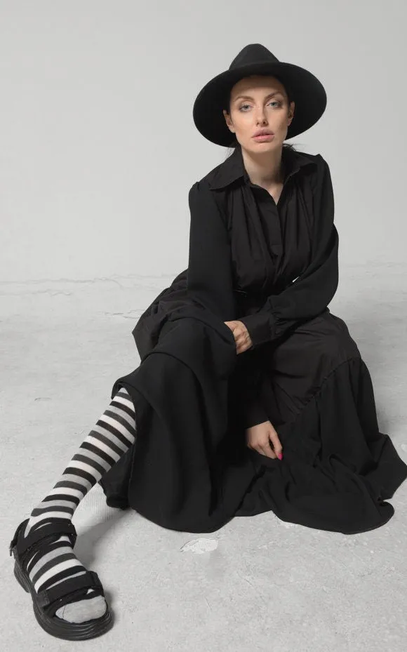 Longsleeve Bohemian Maxi Dress In Black