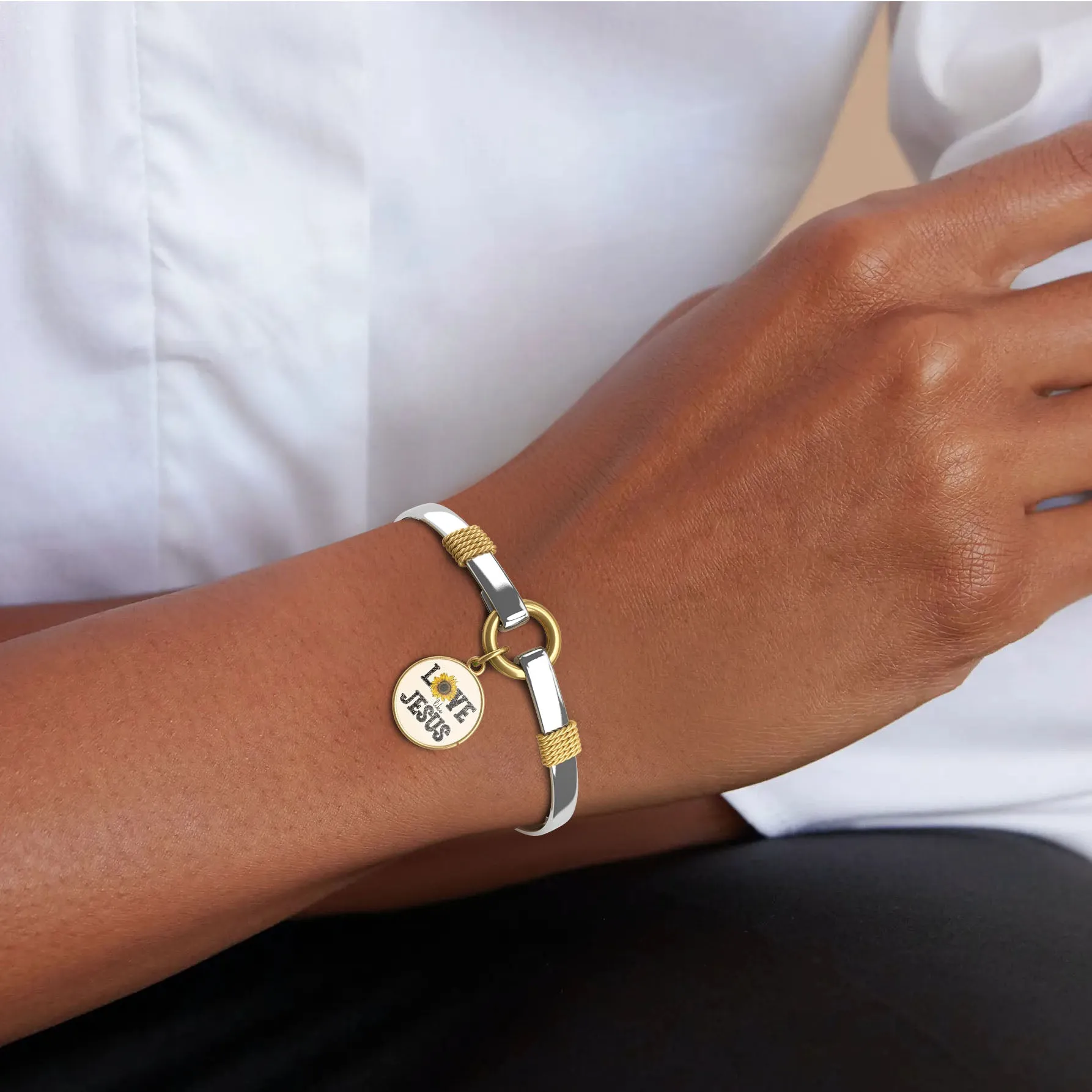 Love Like Jesus - Sunflower - Two-Tone Bracelet