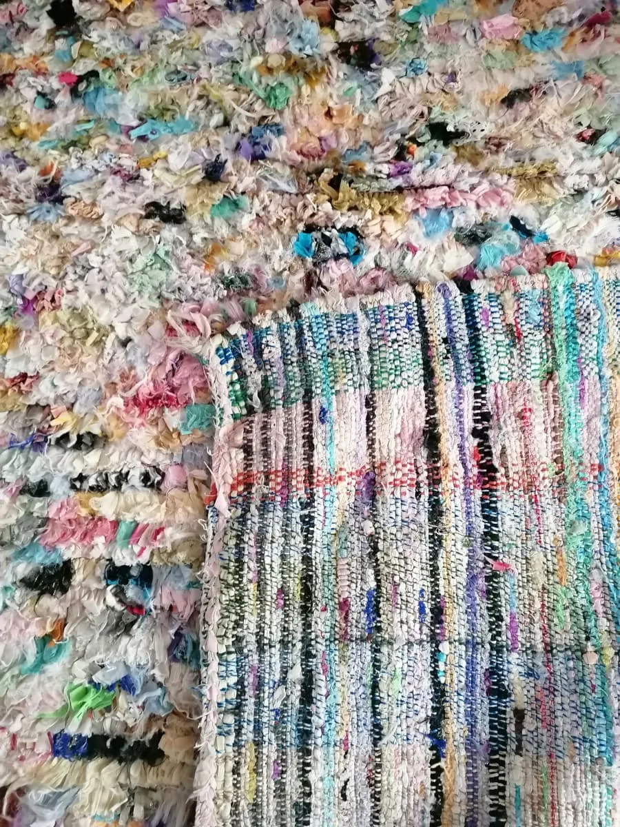 Moroccan Rug, Moroccan Handmade Boucherouite, Colorful Bohemian Rug