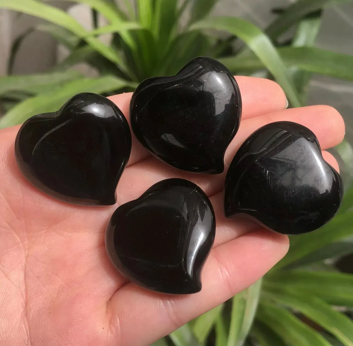 Natural Black Obsidian Hearts