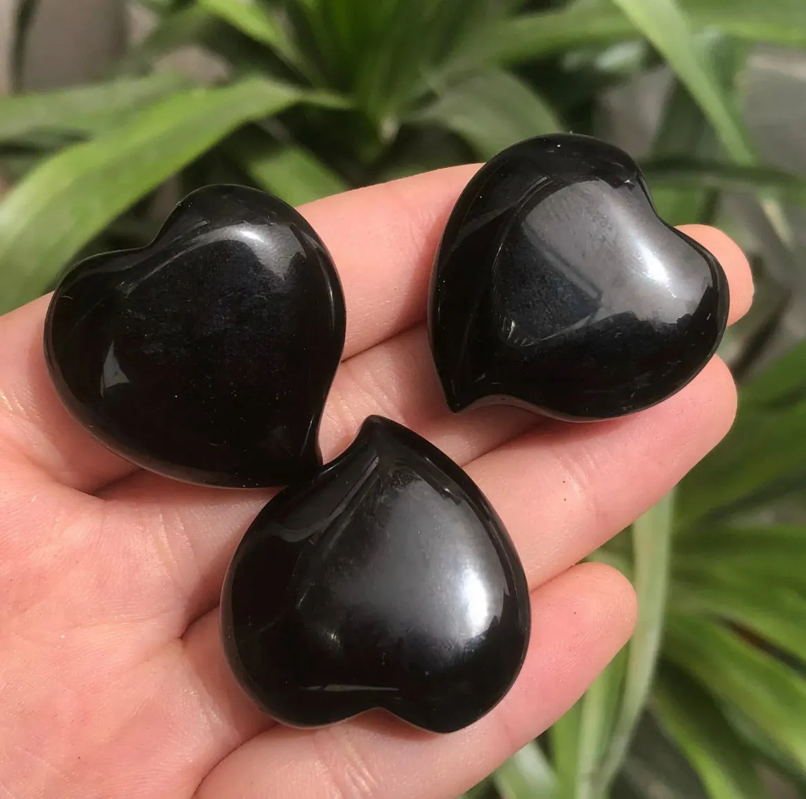 Natural Black Obsidian Hearts