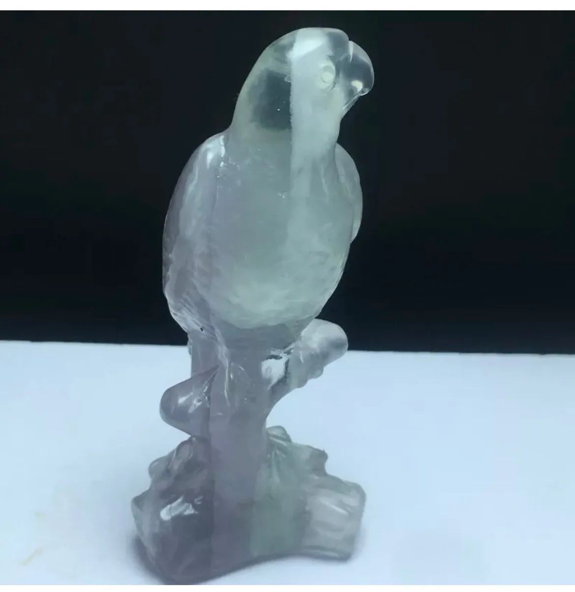 Natural Fluorite gemstone carved Parrot