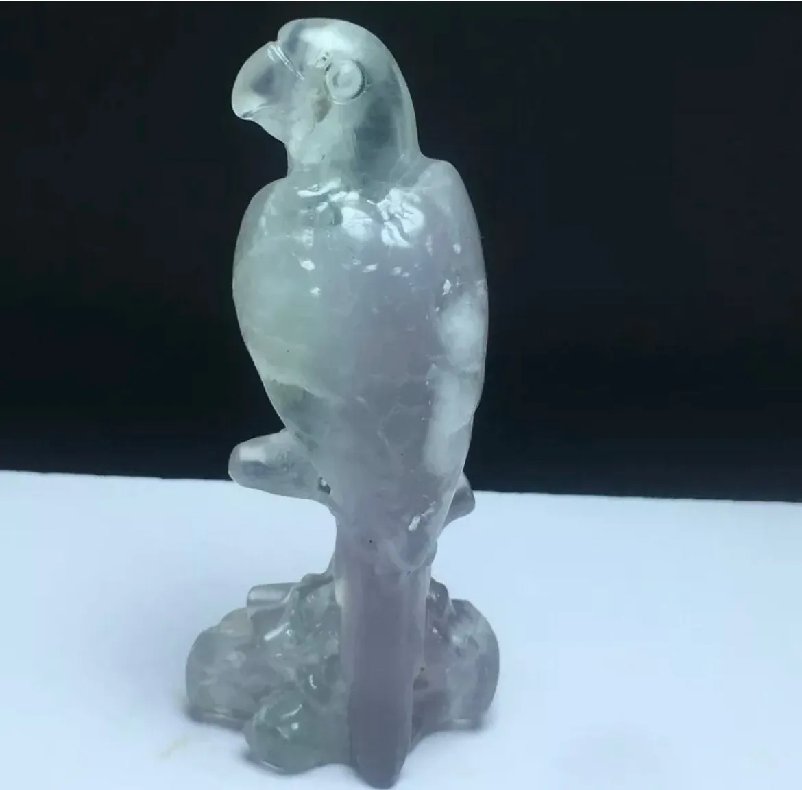 Natural Fluorite gemstone carved Parrot