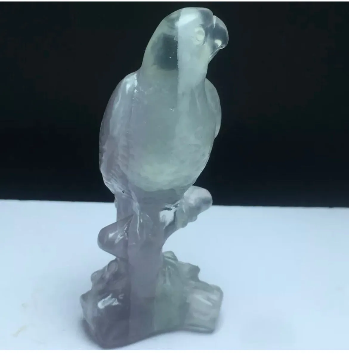 Natural Fluorite gemstone carved Parrot