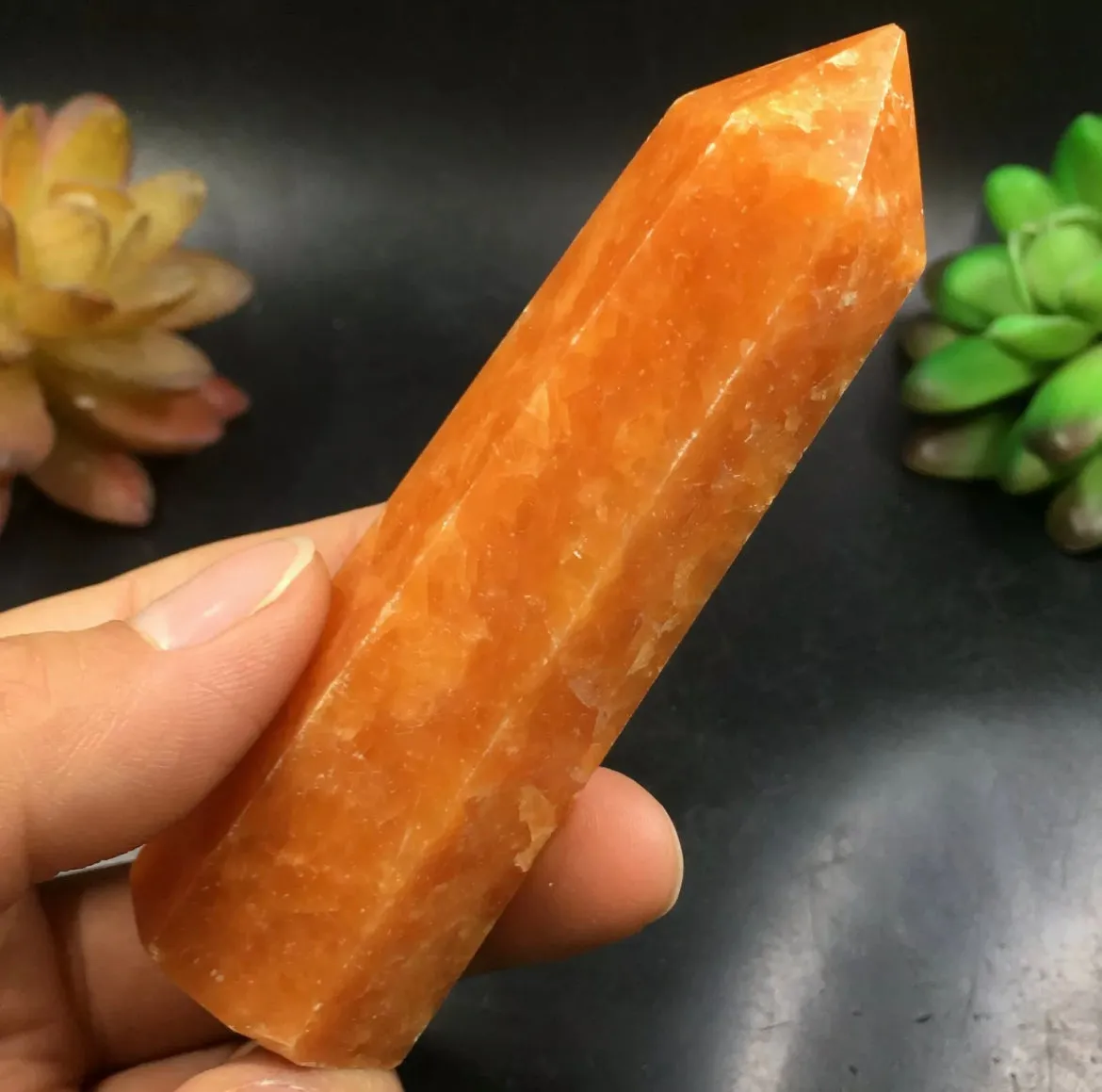 Natural Orange Calcite Crystal Wand