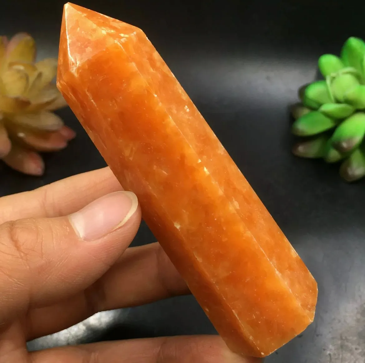 Natural Orange Calcite Crystal Wand