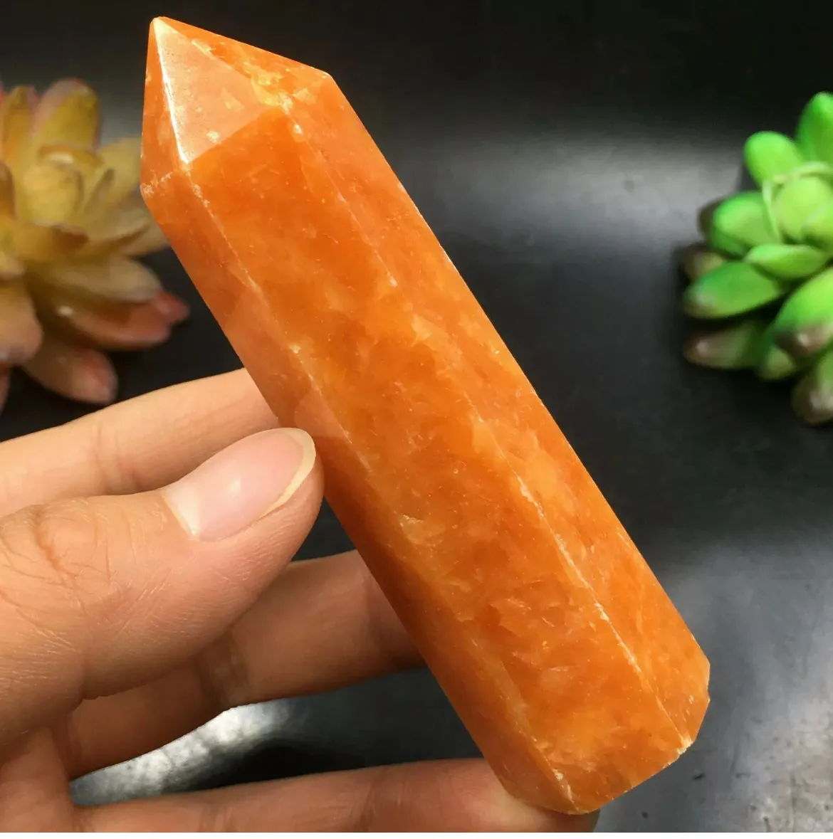 Natural Orange Calcite Crystal Wand