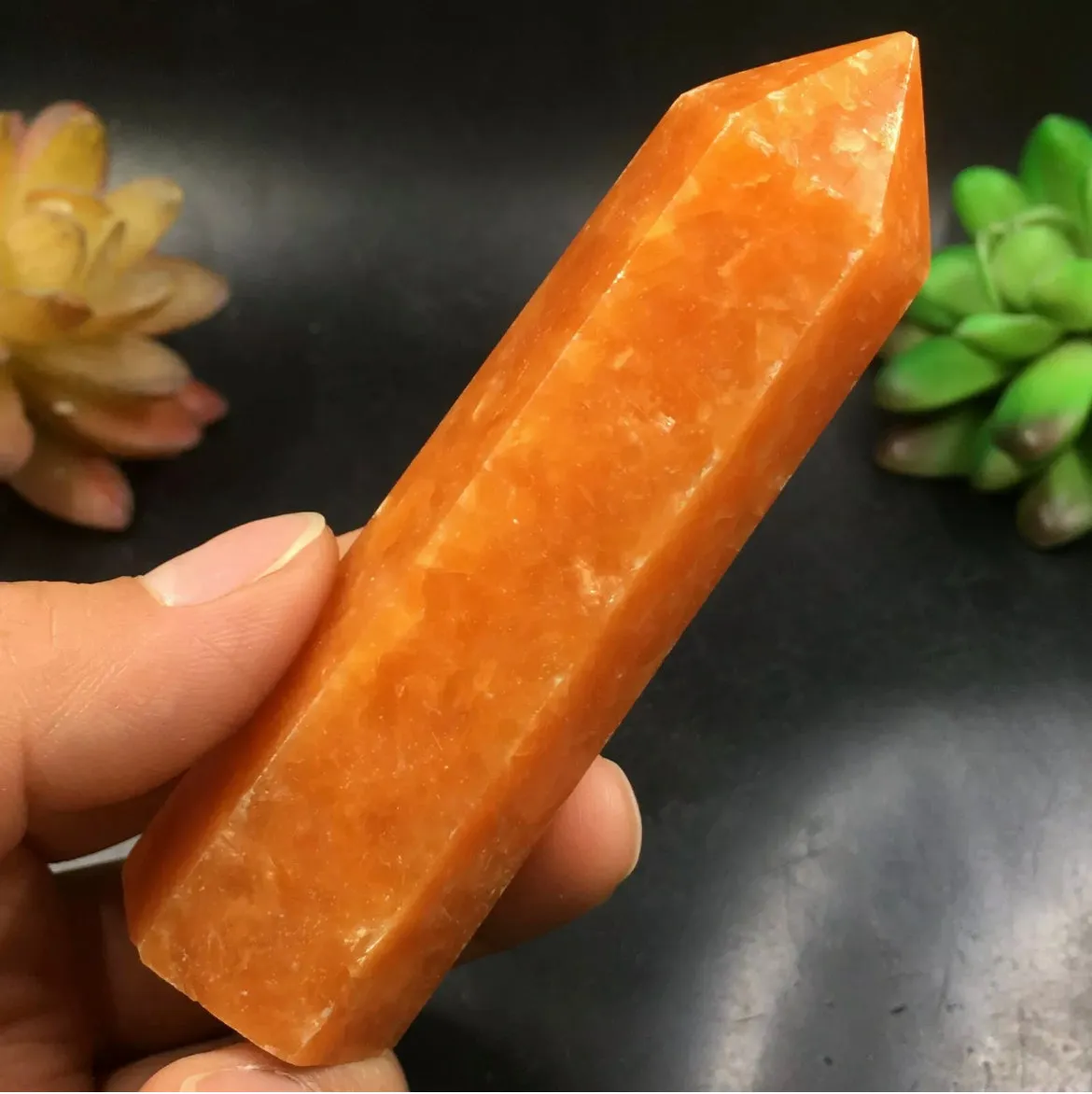 Natural Orange Calcite Crystal Wand