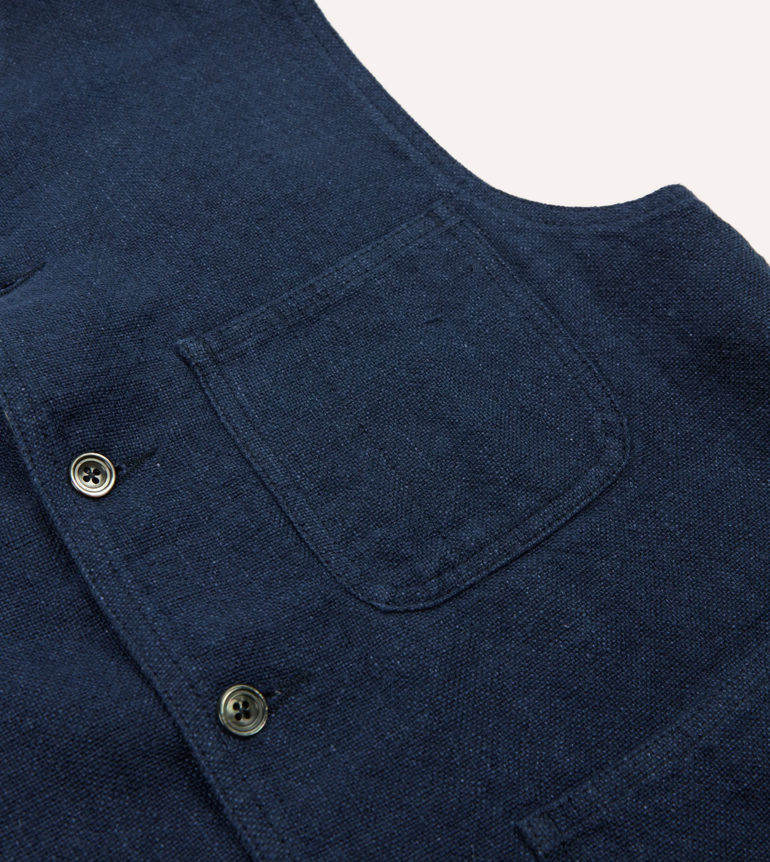 Navy Linen Utility Vest