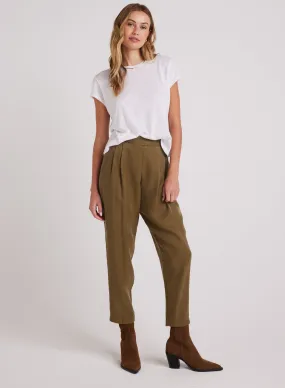 Nico Clean Waist Slouchy Trouser - Basil Green