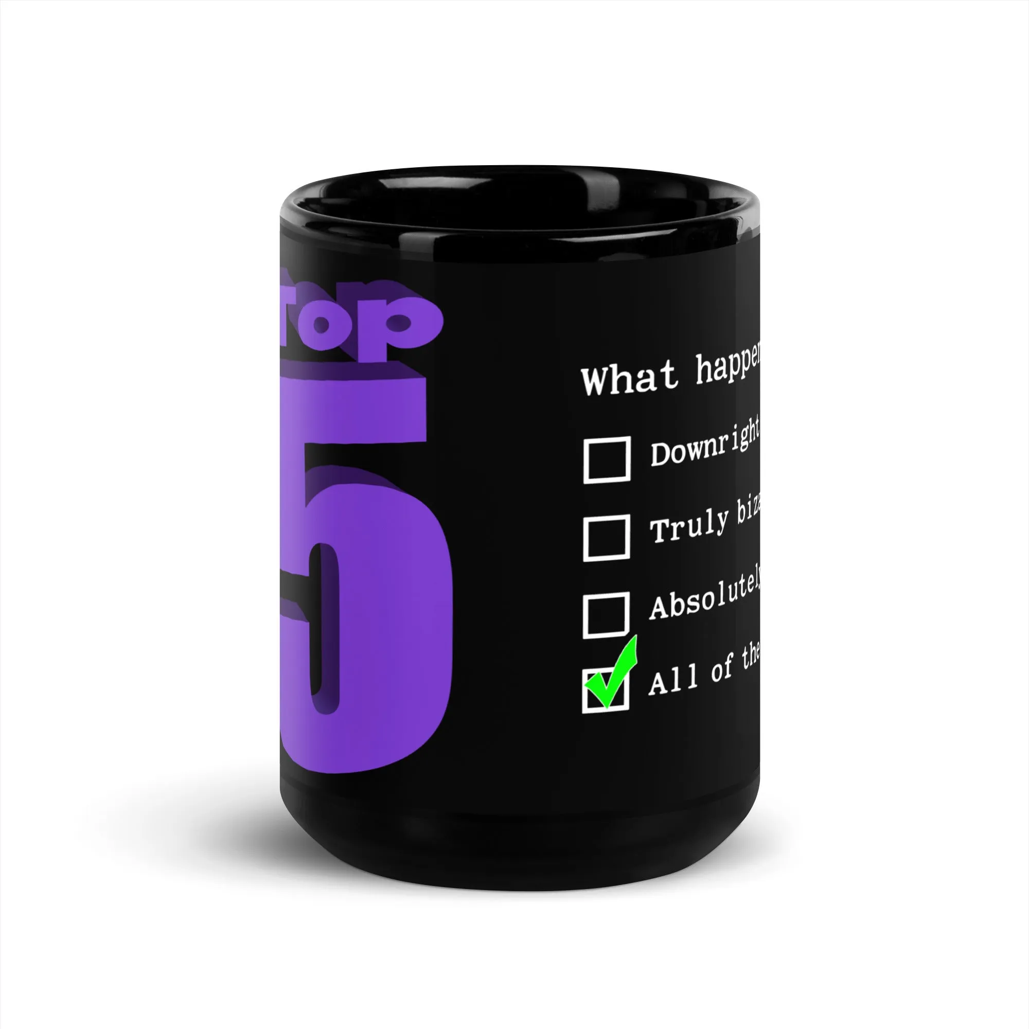 Nuke's Top 5 Black Glossy Mug Checklist- 15oz TWO SIDED