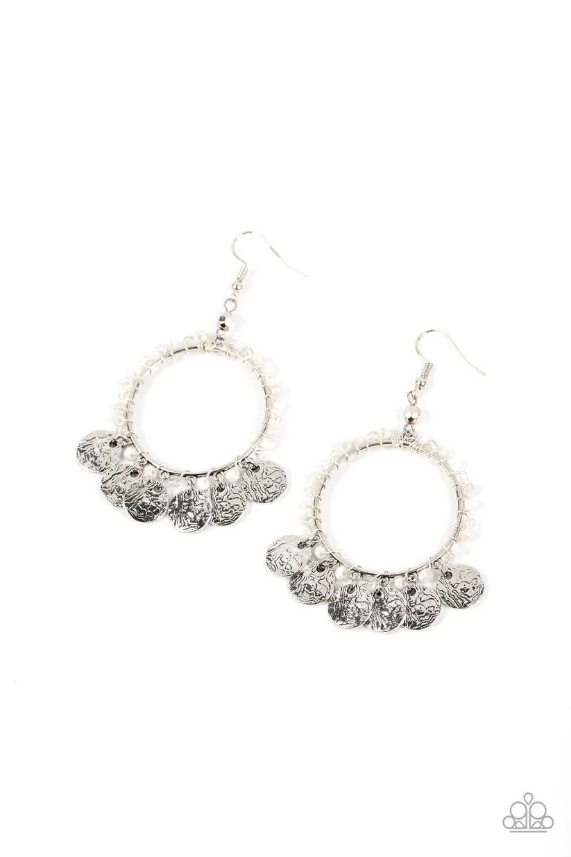 Paparazzi Bohemian Beach Blast White Earrings