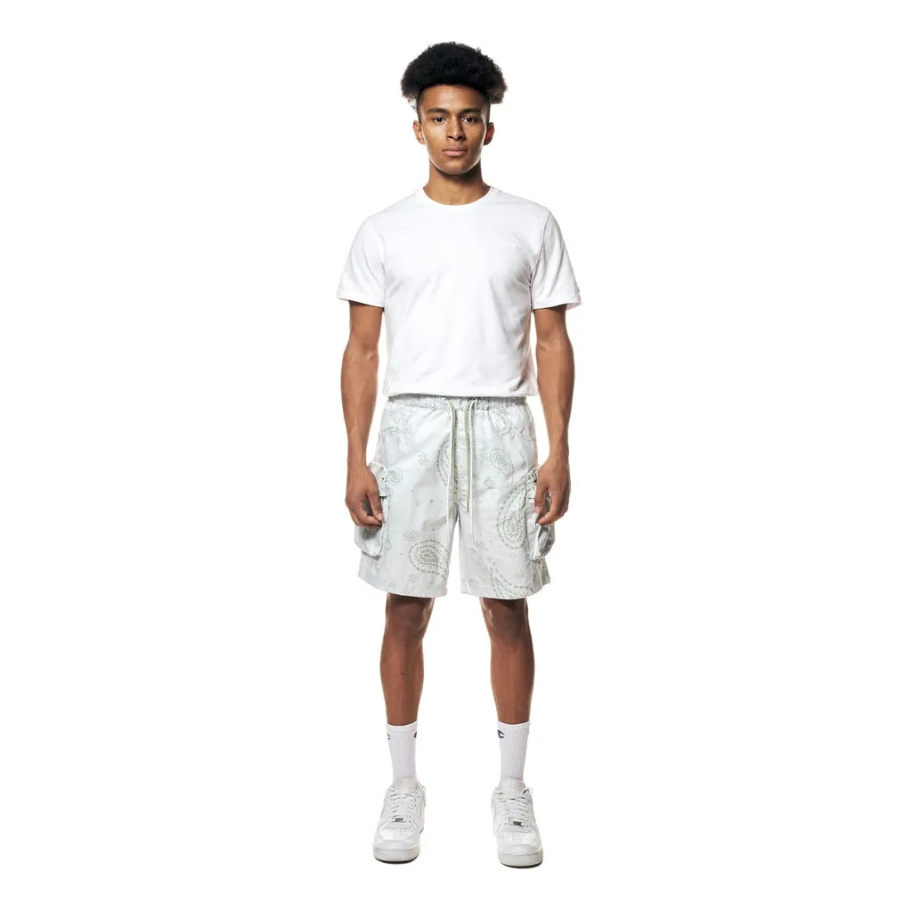 Printed Utility Windbreaker Shorts - Sage