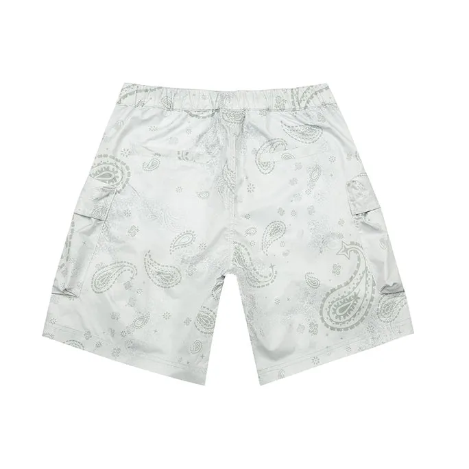 Printed Utility Windbreaker Shorts - Sage