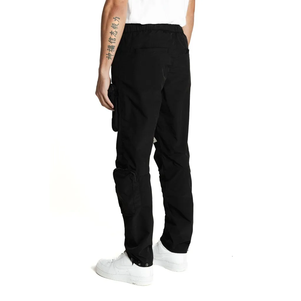 Printed Windbreaker Utility Pants - Black