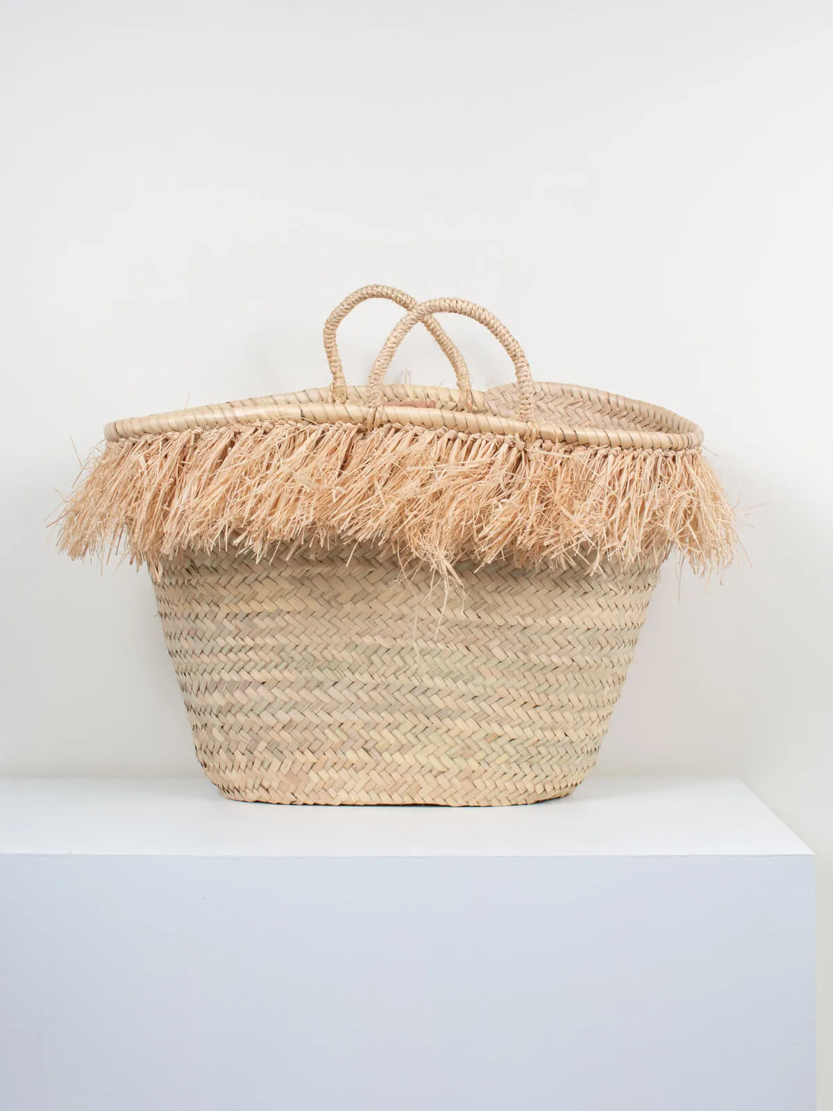 Raffia Tassel Basket, Natural