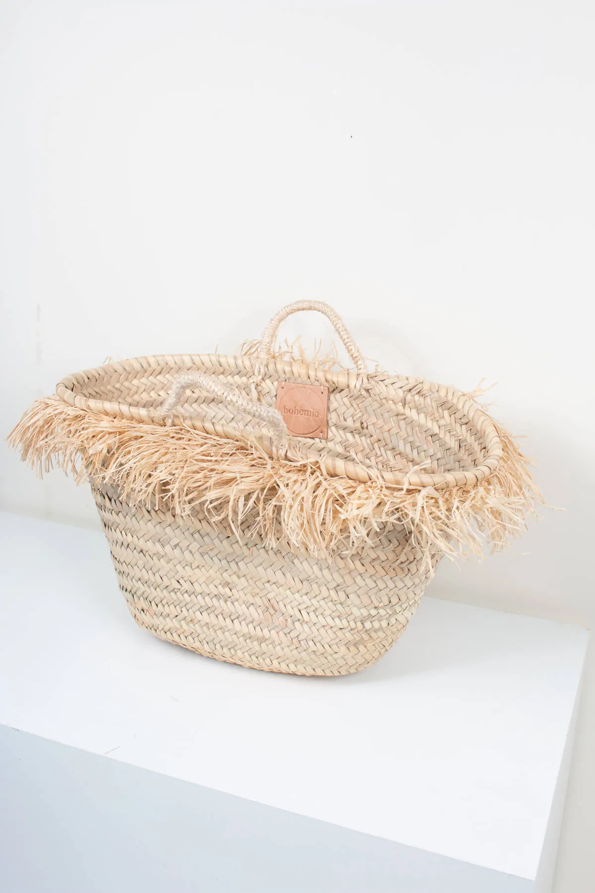 Raffia Tassel Basket, Natural