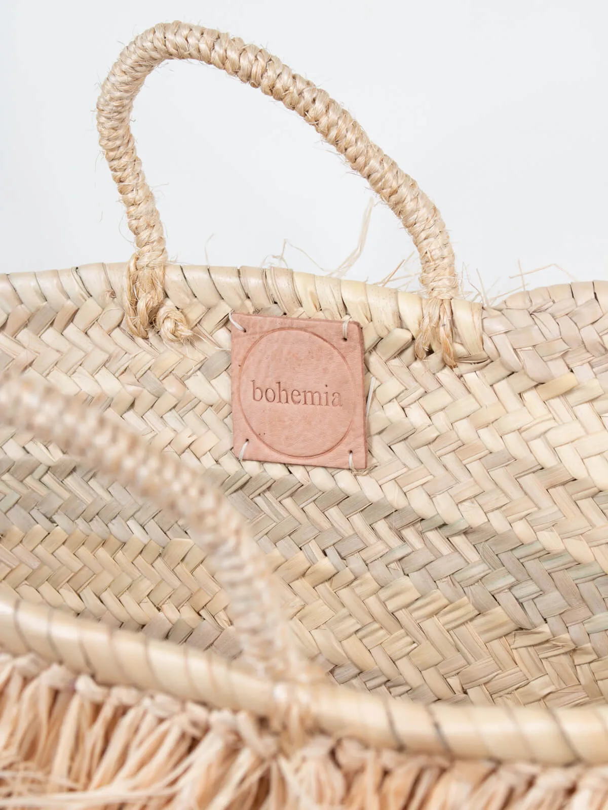 Raffia Tassel Basket, Natural